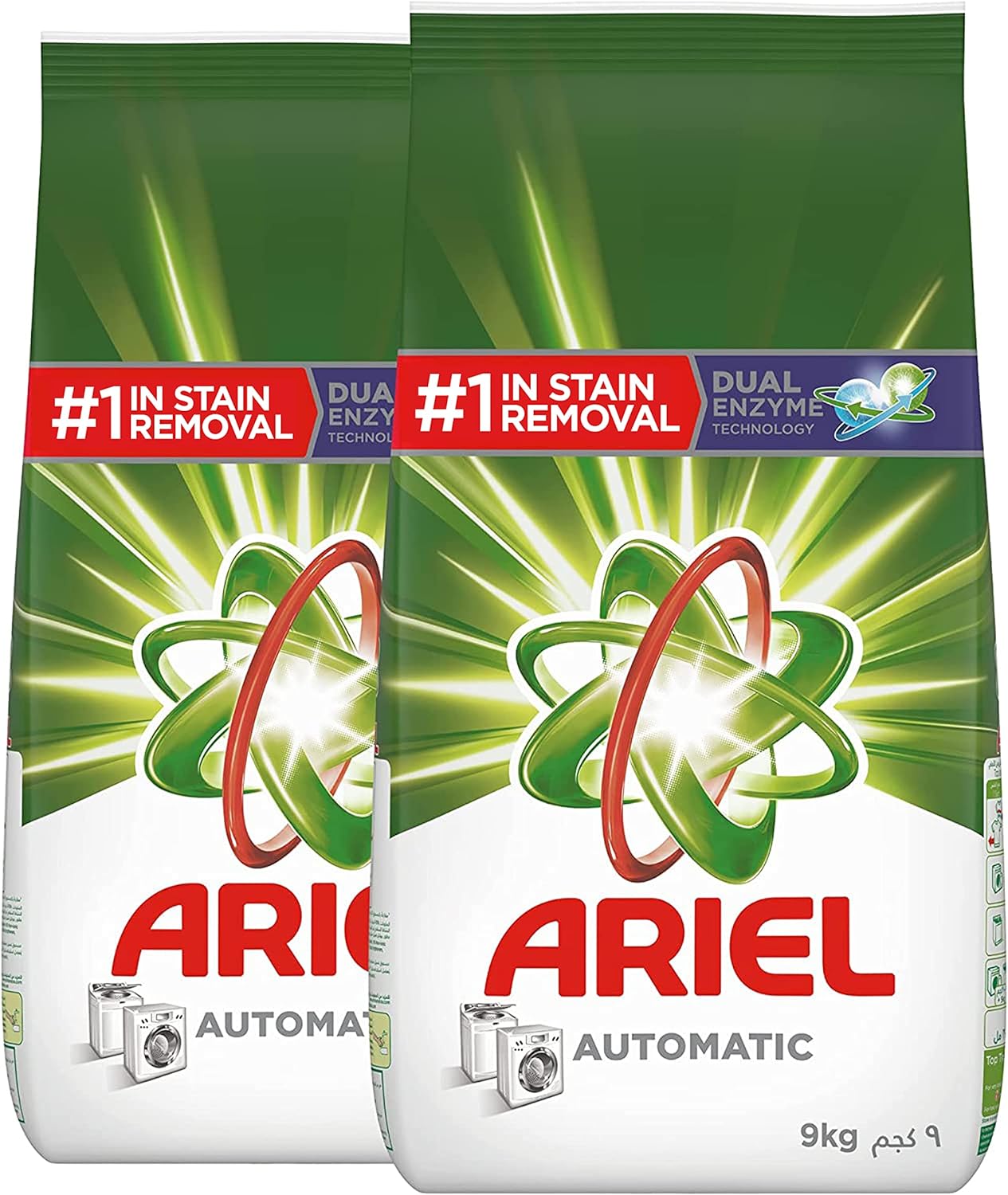 Ariel Automatic Laundry Detergent Powder, Original Scent, Number 1 Stain Removal, Washing Powder, Pack Of 2 X 9 Kg (18Kgs)