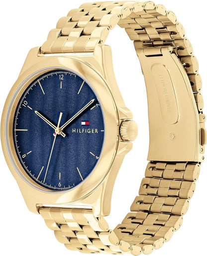 Tommy Hilfiger, Norris Men's Blue Dial, Ionic Plated Thin Gold 2 Steel Watch - 1710546