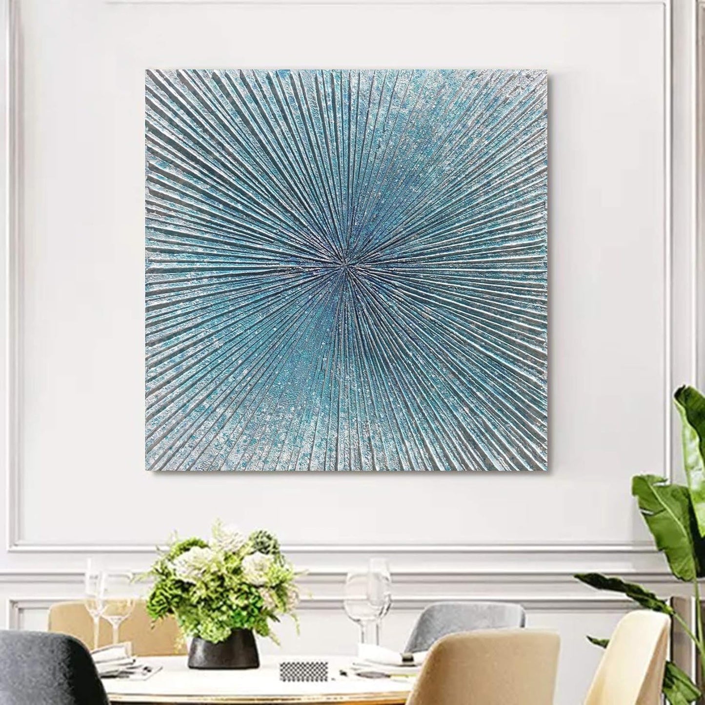 Yihui Arts Abstract Landscape Canvas Art Hand Painted 3D Tree Paintings with Gold Foil for Wall Decor Modern Artwork Pictures Living Room Bedroom Decoration