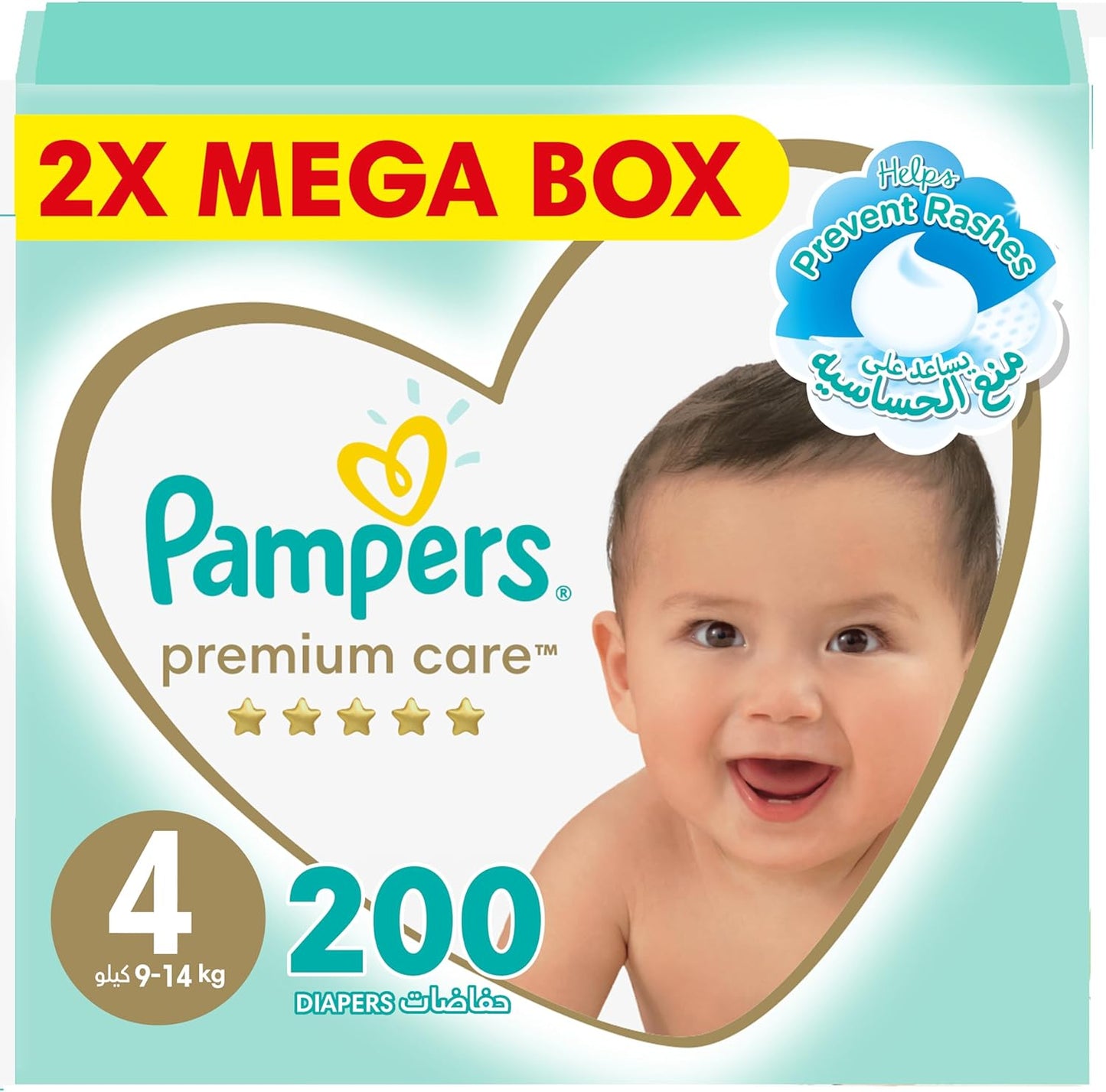 Pampers Premium Care Taped Baby Diapers, Size 4, 9-14 kg, Unique Softest Absorption for Ultimate Skin Protection, 216 Count