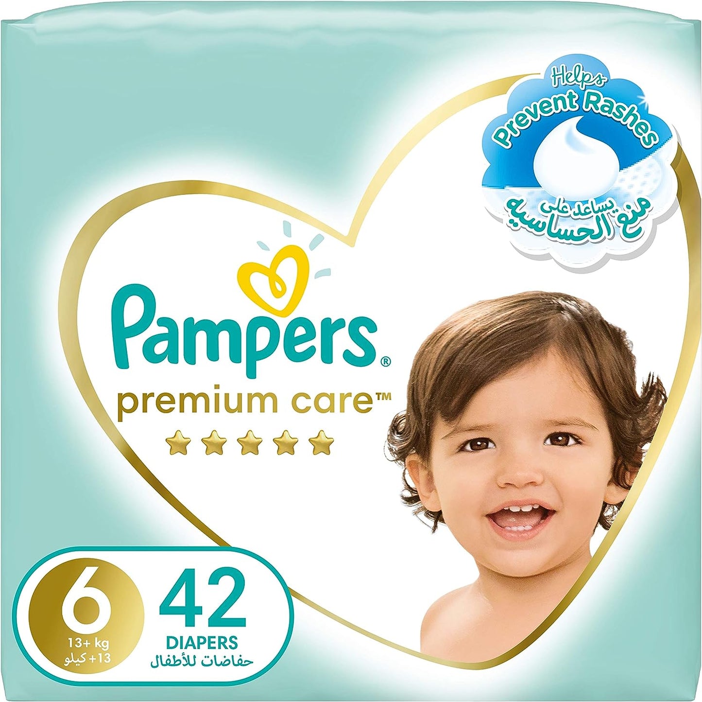 Pampers Premium Care Taped Baby Diapers, Size 6, 13+kg, Unique Softest Absorption for Ultimate Skin Protection, 120 Count