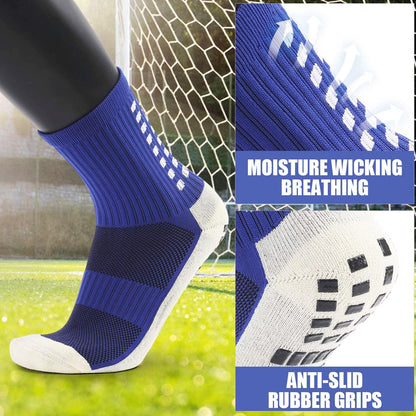 Rness Football Socks, Anti-Slip Soccer Socks, Non-Slip Grip Pads Athletes Socks, Football Basketball Sports, 3 Pairs