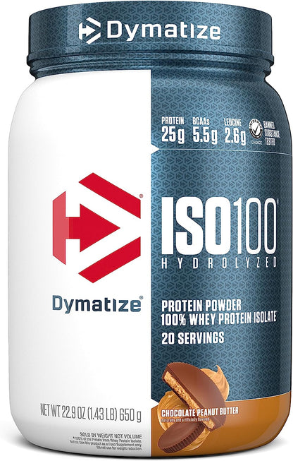 Dymatize ISO100 Hydrolyzed 100% Whey Isolate Protein Powder in Dunkin' Cappuccino Flavor, 25g Protein, 95mg Caffeine, 5.5g BCAAs, Gluten Free, Fast Absorbing, Easy Digesting, 21.5 Oz