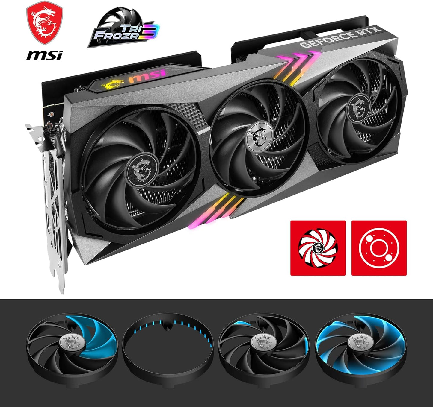 MSI GeForce RTX 4070 GAMING X TRIO 12G Graphics Card - RTX 4070 GPU, 12GB GDDR6X (21Gbps/192-bit), PCIe 4.0 - TRI FROZR 3 (3 x TORX Fan 5.0), RGB - HDMI 2.1, DisplayPort 1.4a