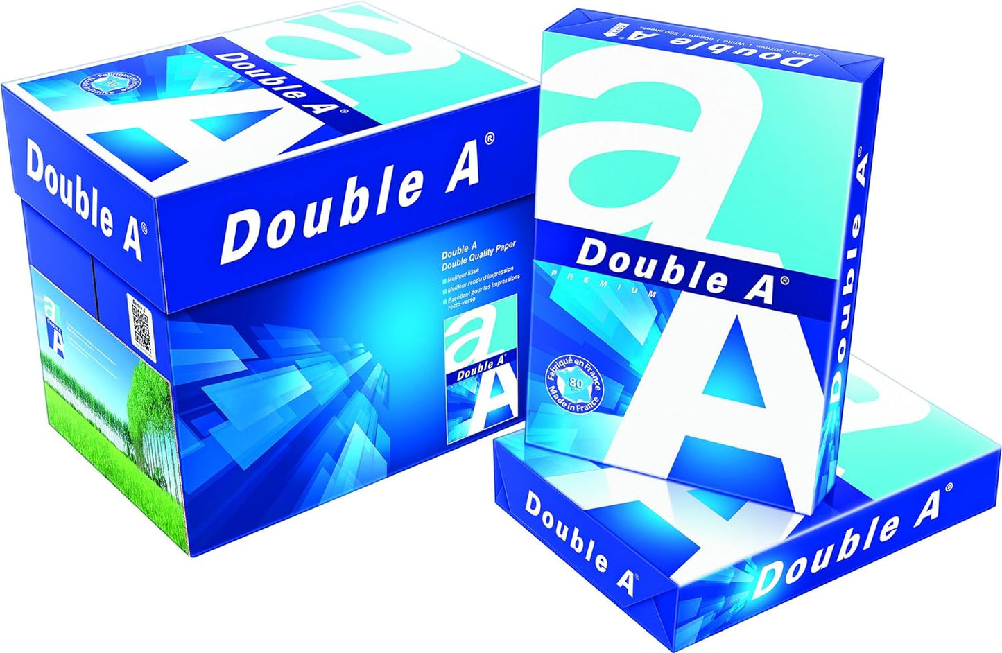 Double A - Printer Copy Paper, Size A4, GSM 80, 500 Pages Ream (Bundle of 5 Reams