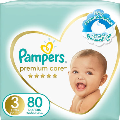 Pampers Premium Care Taped Baby Diapers, Size 3, 6-10 kg, Unique Softest Absorption for Ultimate Skin Protection, 248 Count