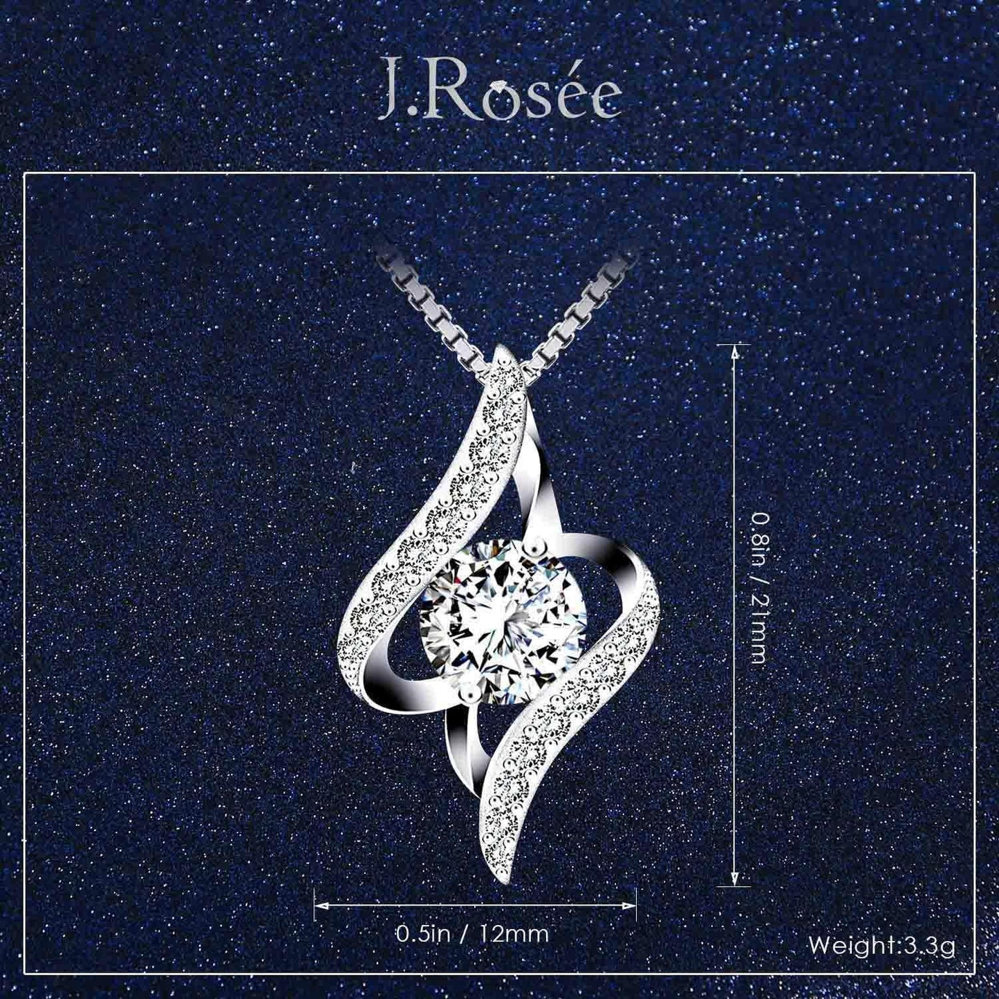 Swarovski Elements Crystal 925 Sterling Silver Pendant Fashion Necklace for Women Ladies Girls Gift JRosee Jewelry