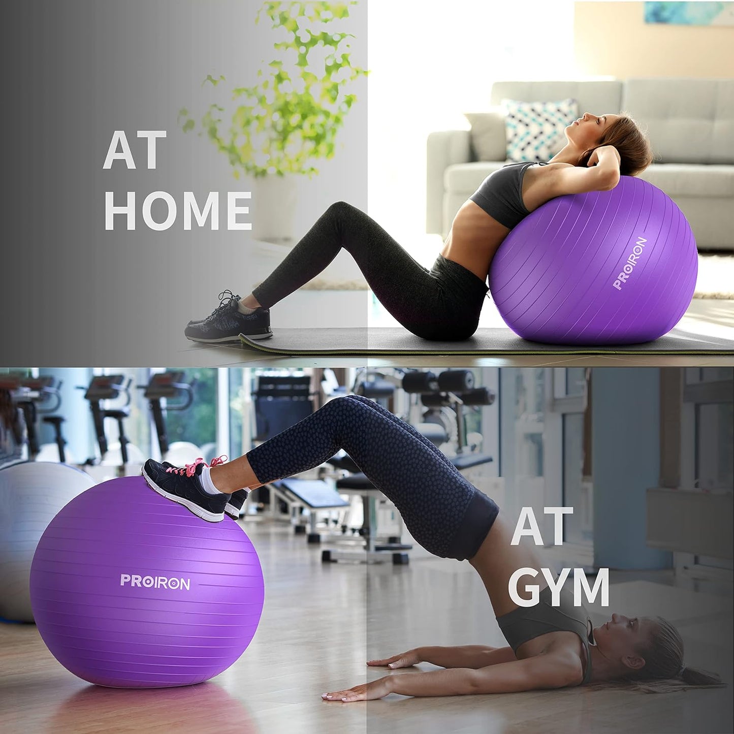 PROIRON Yoga Ball Anti-Burst Exercise Ball Chair with Quick Pump Slip Resistant Gym Ball Supports 500KG Balance Ball for Pilates Yoga Birthing Pregnancy Stability Gym Workout Training