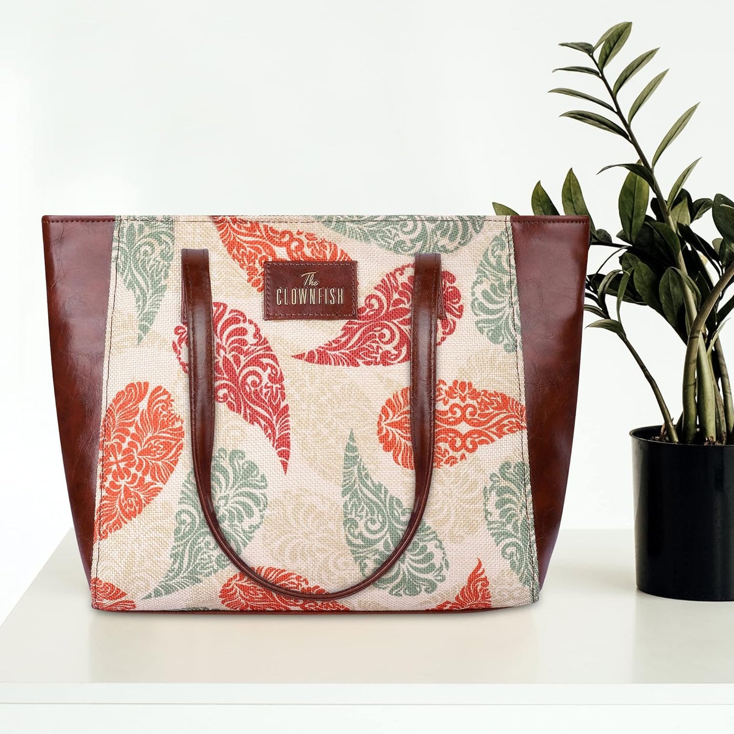 The Clownfish Percy Printed Handicraft Fabric Handbag for Women | Spacious, Sturdy and Stylish handbag for Office, Daily Use and Travel