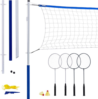 Franklin Sports Badminton Sets - Portable Badminton Nets + Rackets - Backyard Lawn + Beach Badminton Sets with (4) Steel Rackets + (2) Birdies Included - Adult + Kids Sets