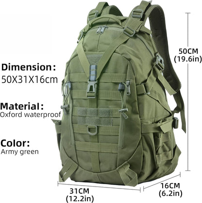 Military Tactical Backpack 35L Army 3 Day Assault Pack Molle Bag Waterproof Rucksacks for Outdoor Hiking Camping Trekking Hunting Traveling,School Bag for Boys