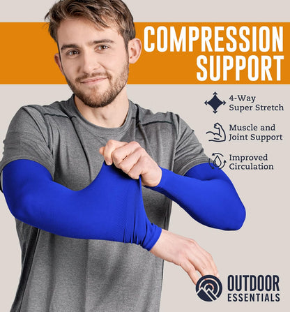 OutdoorEssentials UV Sun Protection Arm Sleeves - Cooling Compression Arm Sleeve - Sports & UV Arm Sleeves for Men & Women