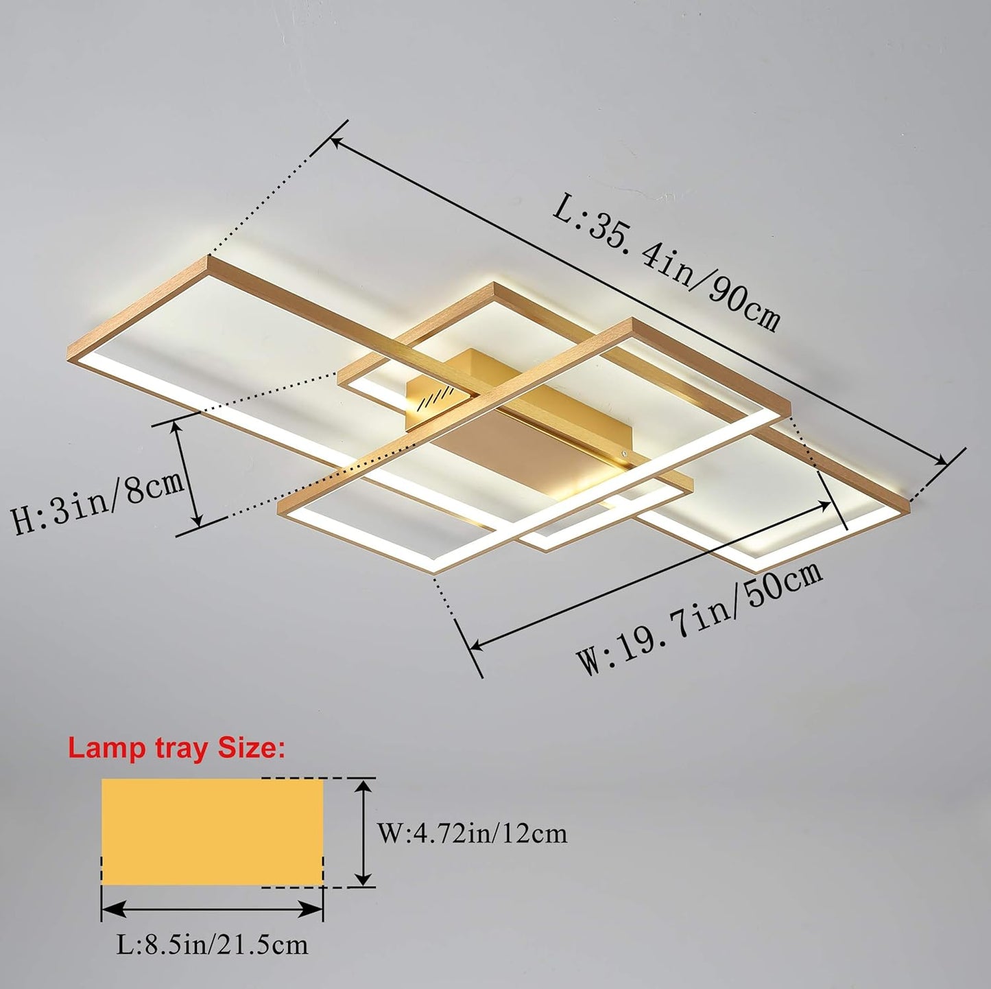 Jaycomey Dimmable Square LED Ceiling Lights, Ceiling Modern Light Acrylic Flush Mount Ceiling Lamps with Remote Control, 50W Black Ceiling Light Fixture for Living Dining Room Bedroom Kitchen