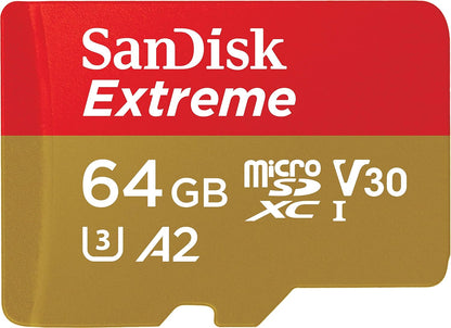 SanDisk 128GB Extreme microSD UHS I Card for 4K Video on Smartphones, Action Cams & Drones 190MB/s Read, 90MB/s Write SDSQXAA 128G GN6MN, Red/Gold