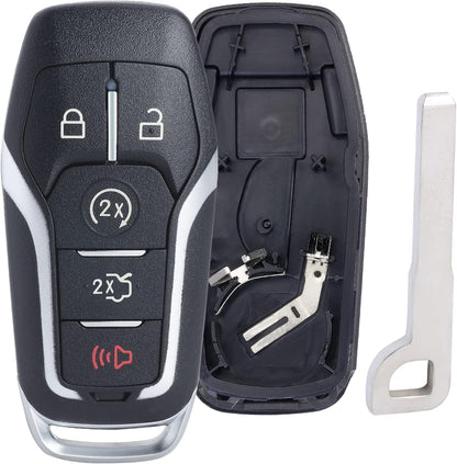 Keymall Remote Key Fob Case Shell Cover for Ford Edge/Explorer/Fusion/Mustang for Lincoln MKC/MKX(FCC ID:M3N-A2C31243300 P/N:164-R8108) 4 Buttons,Just A Key Shell