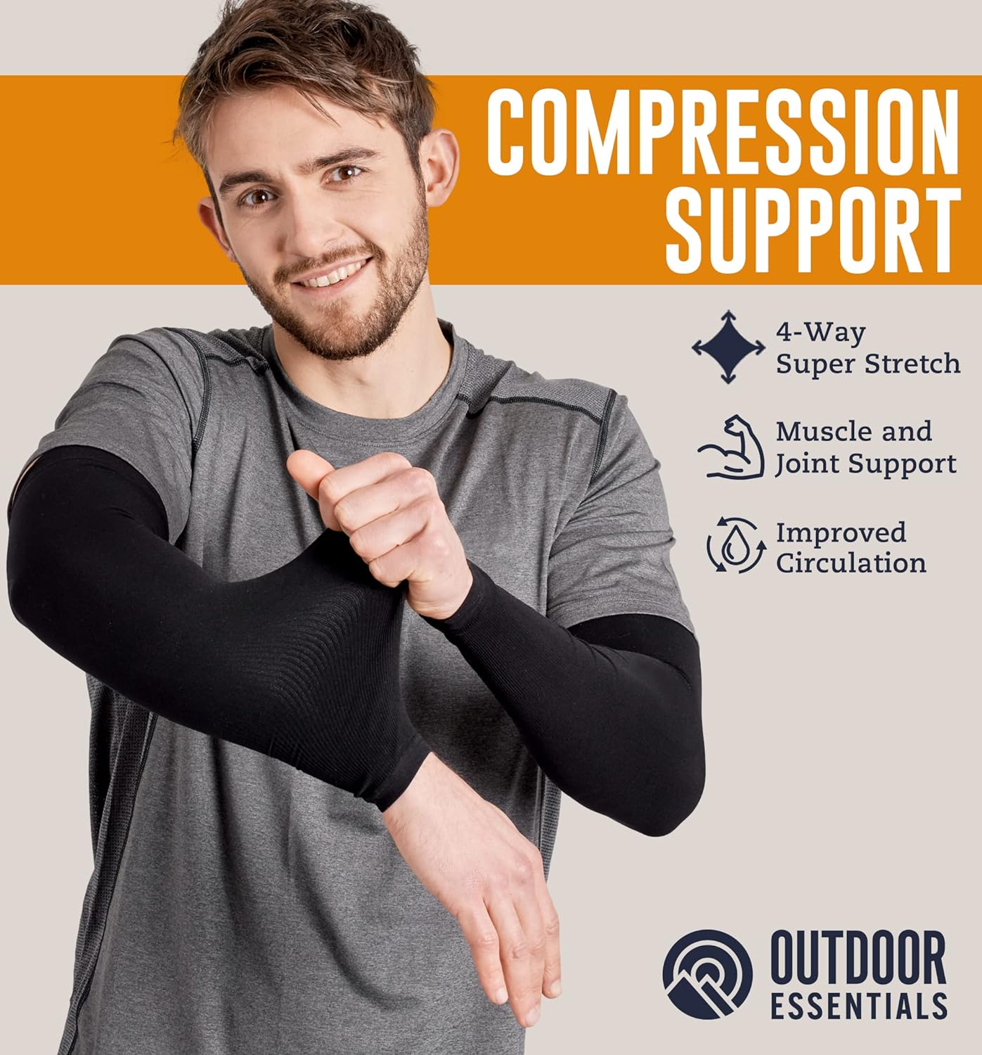 OutdoorEssentials UV Sun Protection Arm Sleeves - Cooling Compression Arm Sleeve - Sports & UV Arm Sleeves for Men & Women