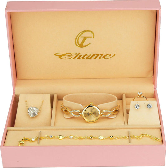 Women's Watch Gift Set - Jewellery Set - Necklace - Ring - Earrings - Bracelet