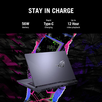 Asus ROG Strix G15 G513RC-HN088W (Eclipse Gray) Gaming Laptop, R7-6800H 16GB 512GB PCIE G4 SSD, NV RTX3050, WIN11 HOME, 15.6 inch FHD 1920X1080 16:9 144Hz, Backlit-RGB-Eng-Arb-KB