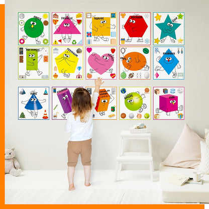 10 PCS Number Posters, Numbers Learning Bulletin Board Set School Decoration Supplies Educational Teaching Tool for Toddler Kid Family Classroom, 12” x 11”