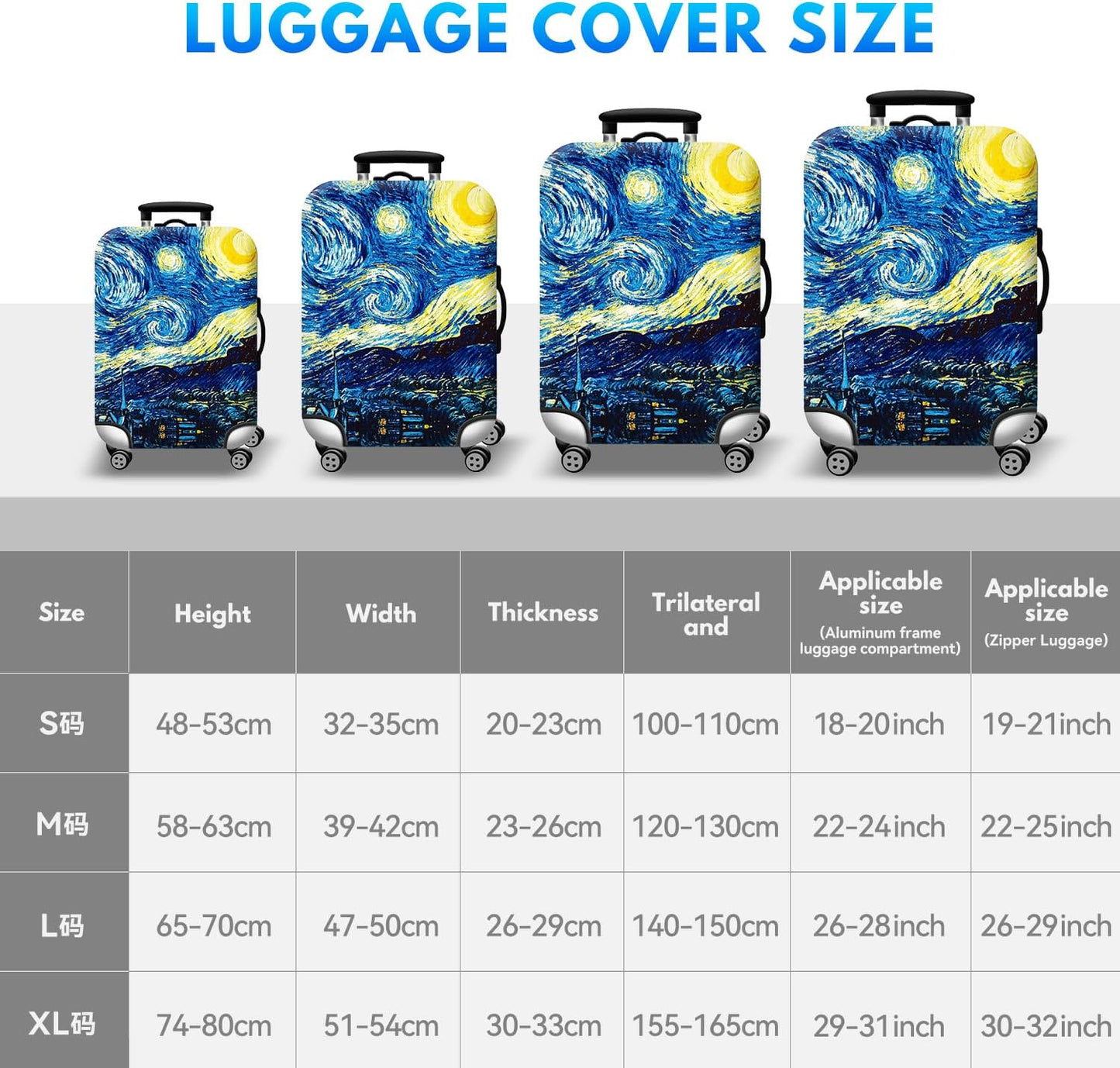 T Tersely Travel Luggage Cover Spandex Suitcase Protector Washable Baggage Covers (for 18-30 inch luggage) Premium Elasticated Luggage Protector -Go Travel (H301, L（26-28 inches）)