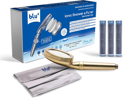 blu Ionic Shower Head & Filter - Handheld - Matt Nickel - Removes Chlorine & Harmful Pollutants - Skin & Haircare