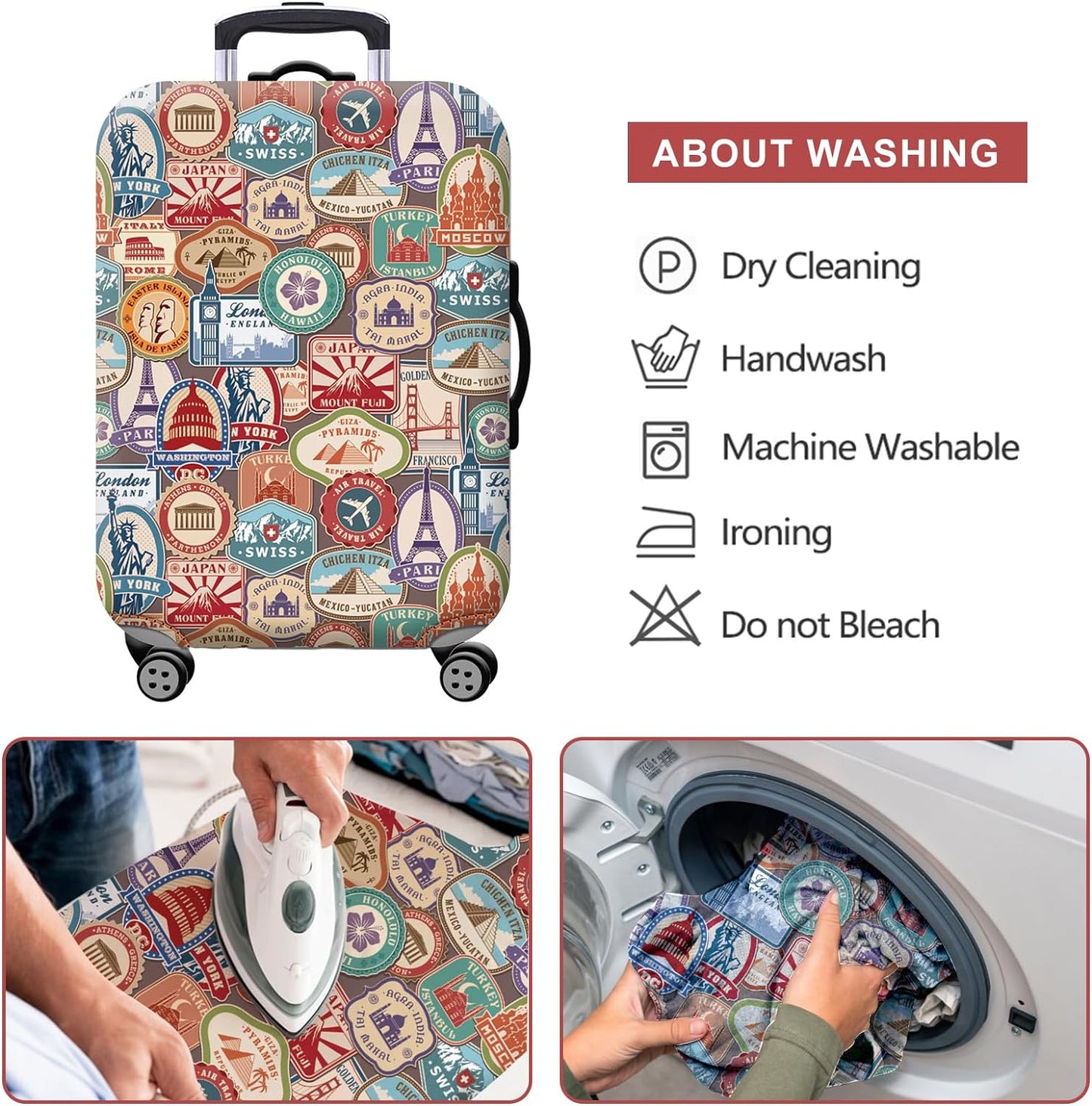 Homarket Travel Luggage Cover Suitcase Protector 18-32 Inch Suitcase Spandex Baggage Covers Washable Dustproof Anti-Scratch (L(26-28 inch luggage), H560)