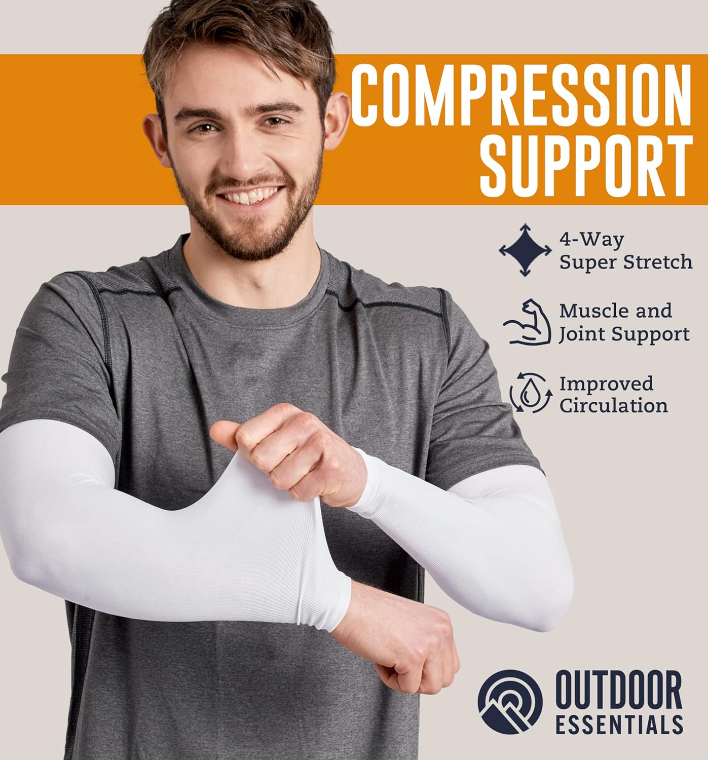 OutdoorEssentials UV Sun Protection Arm Sleeves - Cooling Compression Arm Sleeve - Sports & UV Arm Sleeves for Men & Women