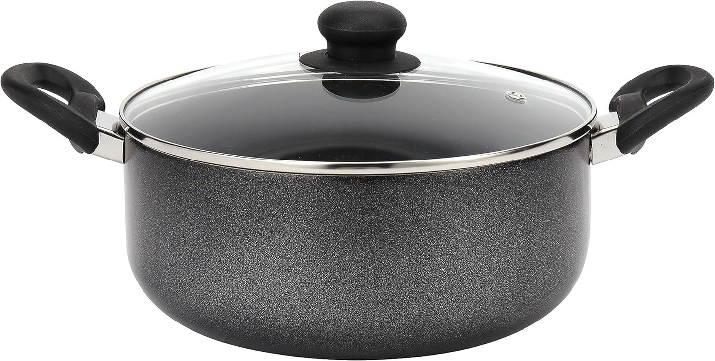 Royalford 7-Piece Non-Stick Press Aluminum Cookware Set- Body With 3-Layer Coating, Includes Casserole Silver RF11953\