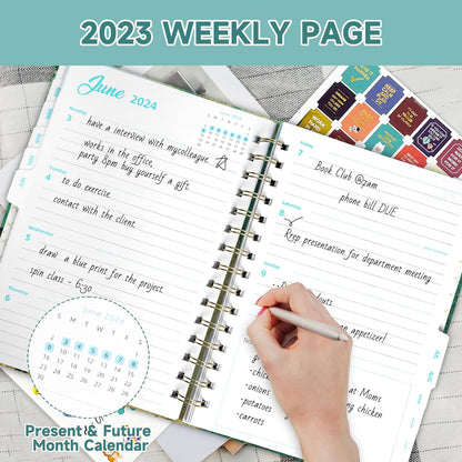 2024 Planner, Undated Weekly & Monthly Life Planner to Hit Your Goals & Live Happier, 12 Months Academic Daily Planner, Appointment Book, Yearly Agenda Productivity for Women & Men A5 (Green Flower)