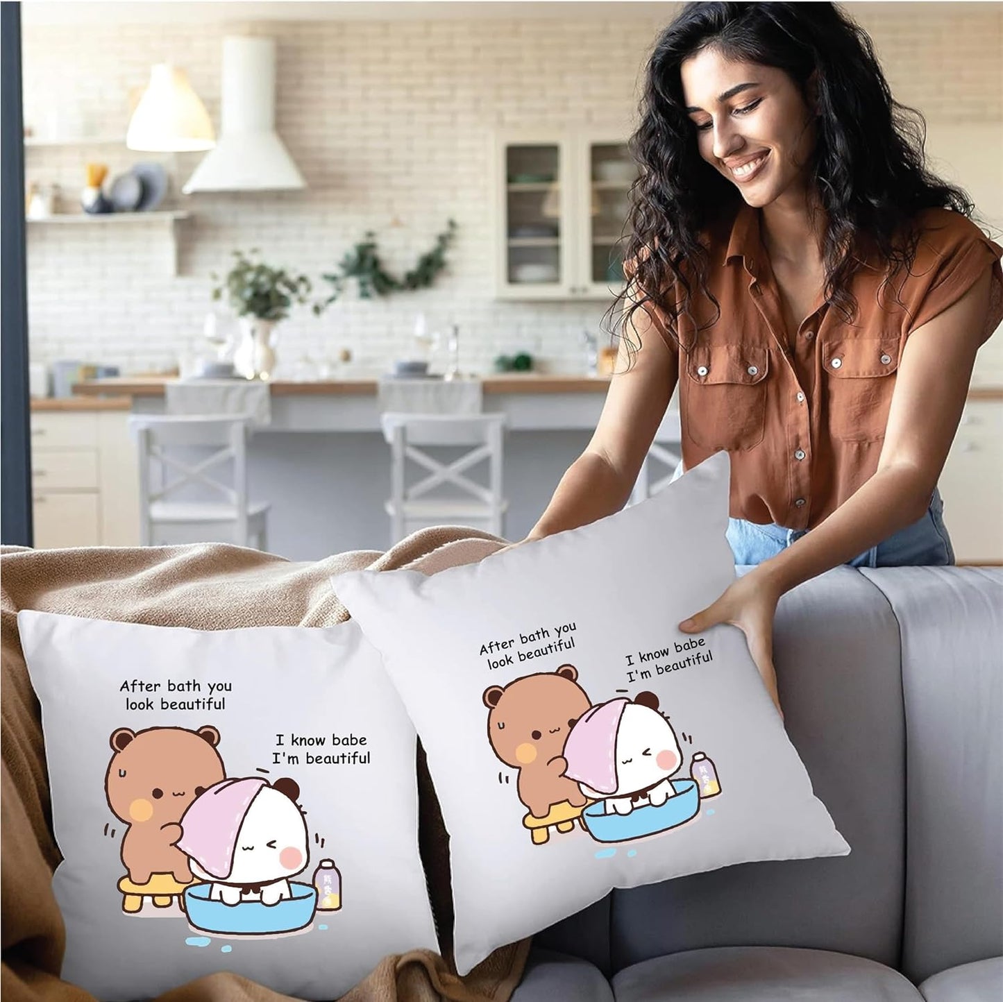 Happy Valentine's Day Pillow to Cuddle with Your Sweetheart - Gifts for your Boyfriend - Husband - Wife - Girlfriend - Valentine's Day Romance to Their Bedroom (Design 4)