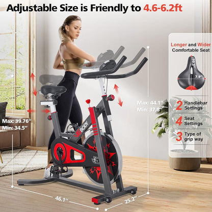 VIGBODY Stationary Exercise Bike Indoor Cycling Bike for Cardio Workout, with Comfortable Seat Cushion, LCD Monitor for Home Training Bike