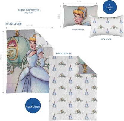 Trucare FZC Disney Frozen 2 Pcs Single Kids Bedding Set - Super Soft & Fade Resistant - Includes Reversible Comforter, & Pillow Sheet - Celebrate Disney 100th Anniversary in Style