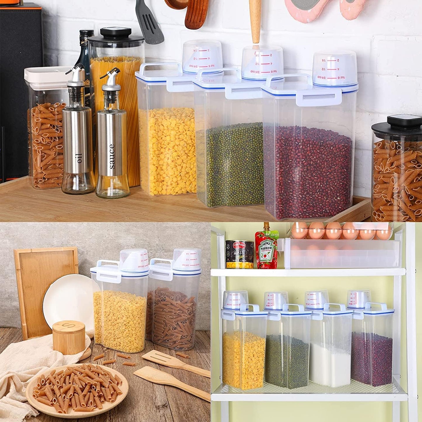 TYCOM Airtight Food Storage Containers - Wildone Cereal & Dry Food Storage Containers Set of 7 with Easy Locking Lids, for Kitchen Pantry Organization & Storage