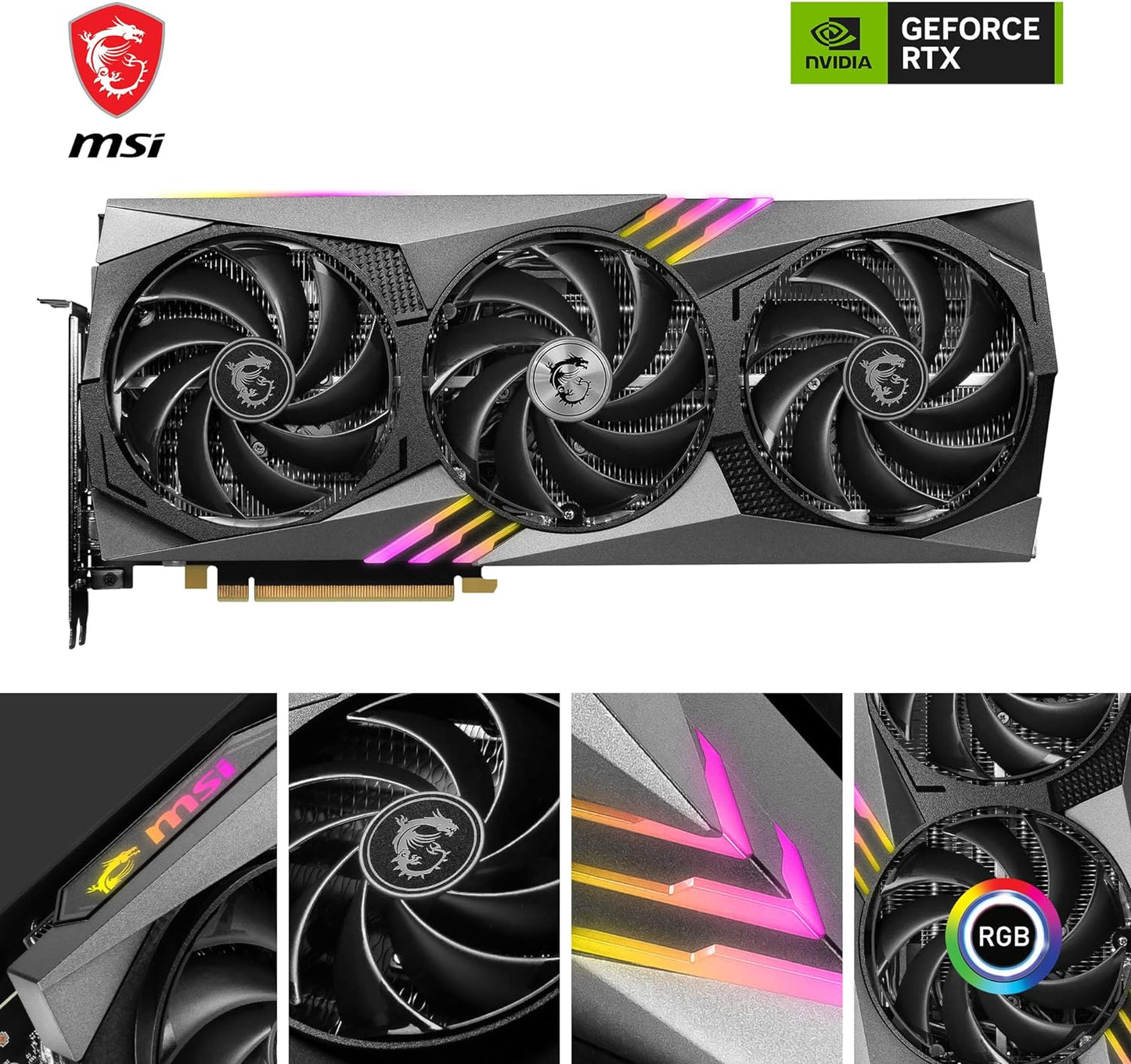 MSI GeForce RTX 4070 GAMING X TRIO 12G Graphics Card - RTX 4070 GPU, 12GB GDDR6X (21Gbps/192-bit), PCIe 4.0 - TRI FROZR 3 (3 x TORX Fan 5.0), RGB - HDMI 2.1, DisplayPort 1.4a