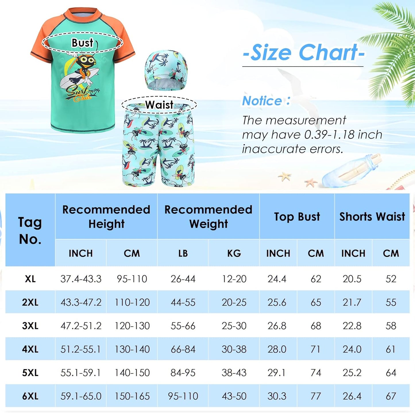 Maeau Boys Rash Guard Swimsuit UPF 50+ Swim Bathing Suit 3 Piece Sun Protection Swimwear Set