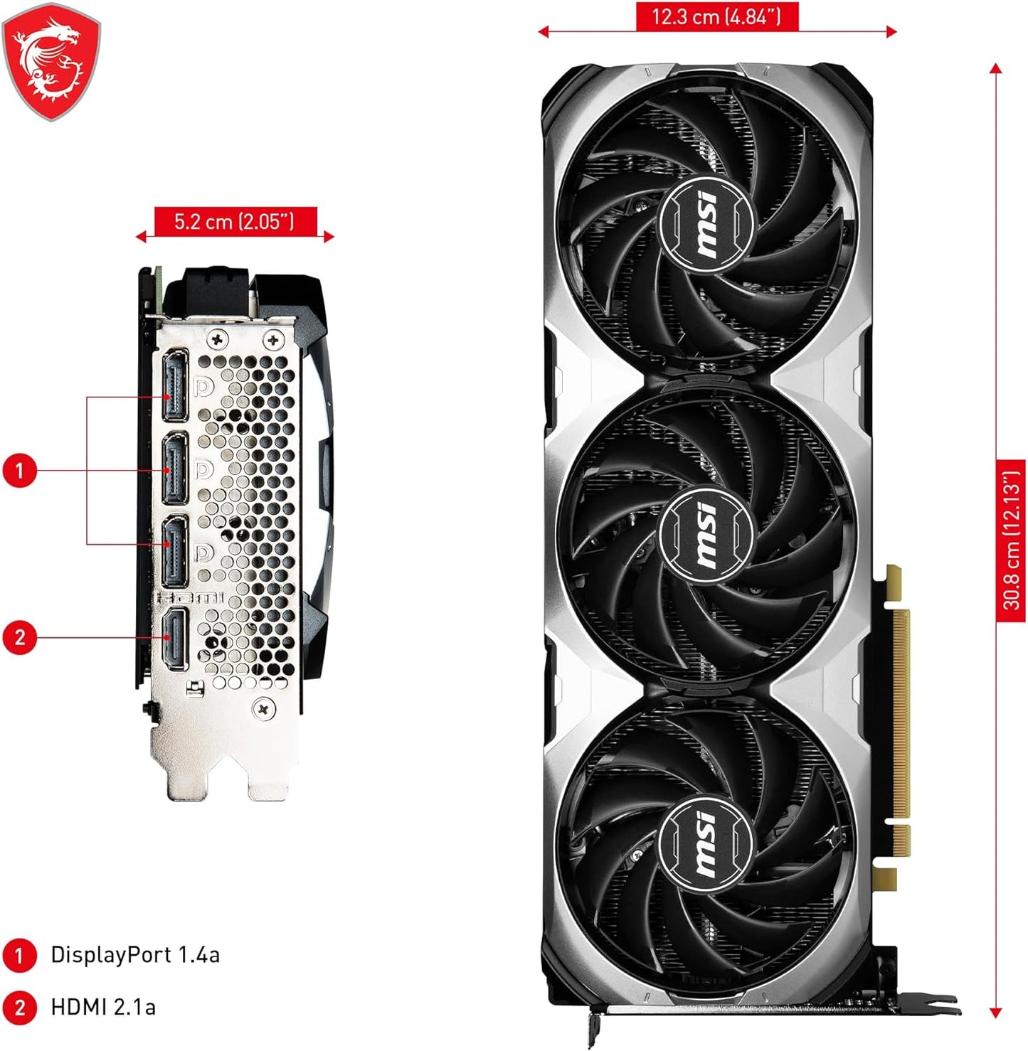 MSI GeForce RTX 4070 GAMING X TRIO 12G Graphics Card - RTX 4070 GPU, 12GB GDDR6X (21Gbps/192-bit), PCIe 4.0 - TRI FROZR 3 (3 x TORX Fan 5.0), RGB - HDMI 2.1, DisplayPort 1.4a