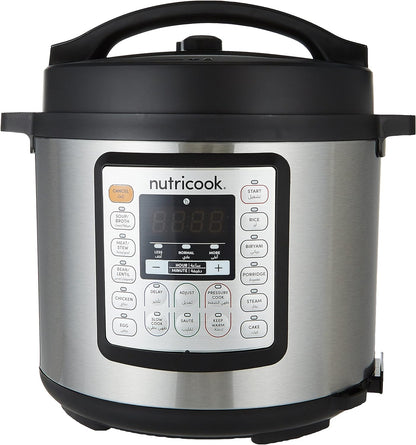 Nutricook Smart Pot 2, 8 Liters, 9 In 1 Electric Pressure Cooker, Slow Cooker, Rice Cooker, Steamer, Sauté Pot, Yogurt Maker & More, 12 Smart Programs With New Smart Lid, 2 Years Warranty