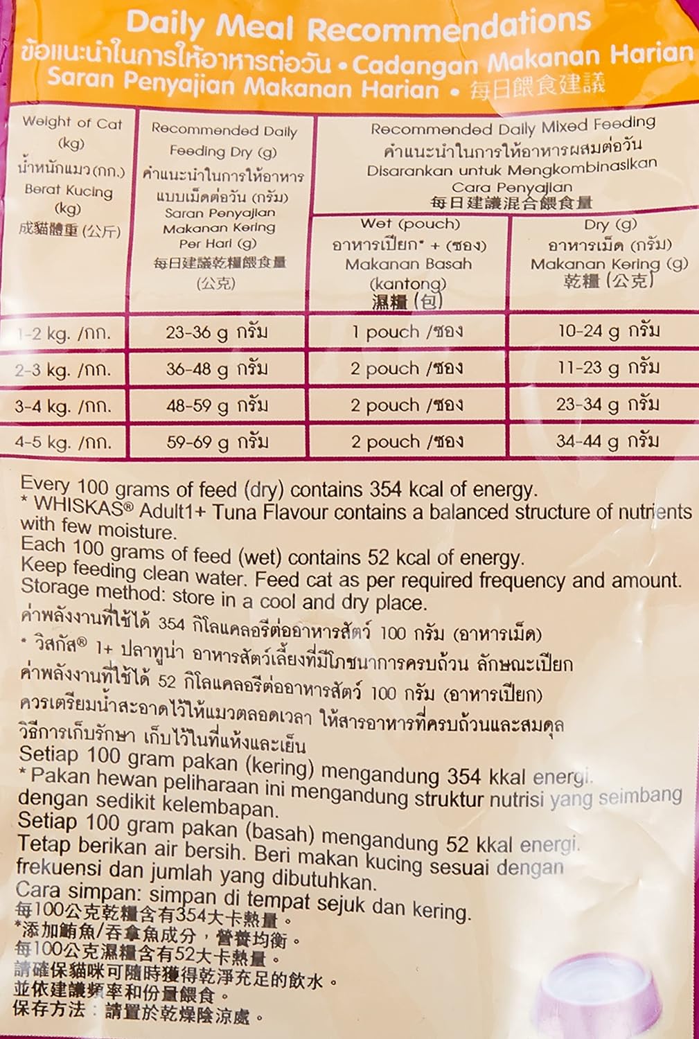 Whiskas Ocean Fish Dry Food, for Adult Cats 1+ Years, Formulated to Help Cats Maintain a Healthy Digestive Tract and Sustain a Healthy Weight, Complete Nutrition & Great Taste, Case of 15x480g