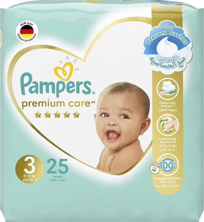 Pampers Premium Care Taped Baby Diapers, Size 3, 6-10 kg, Unique Softest Absorption for Ultimate Skin Protection, 248 Count