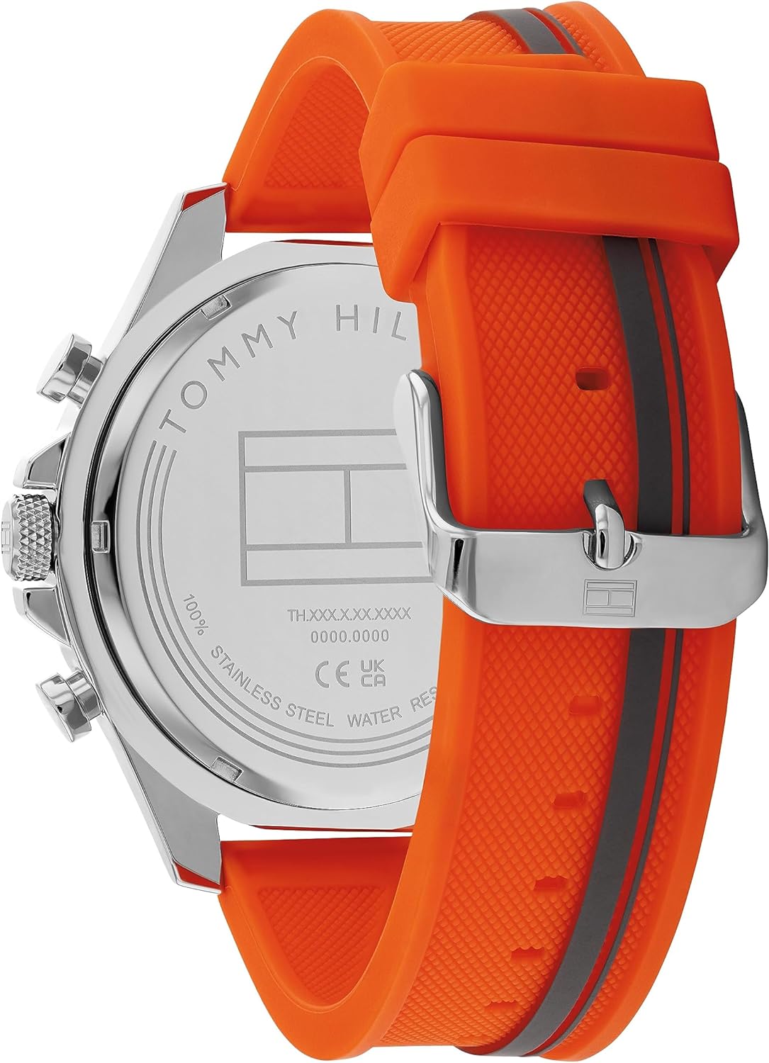 Tommy Hilfiger, Clark Men's Grey Dial, Orange & Grey Silicone Watch - 1792084