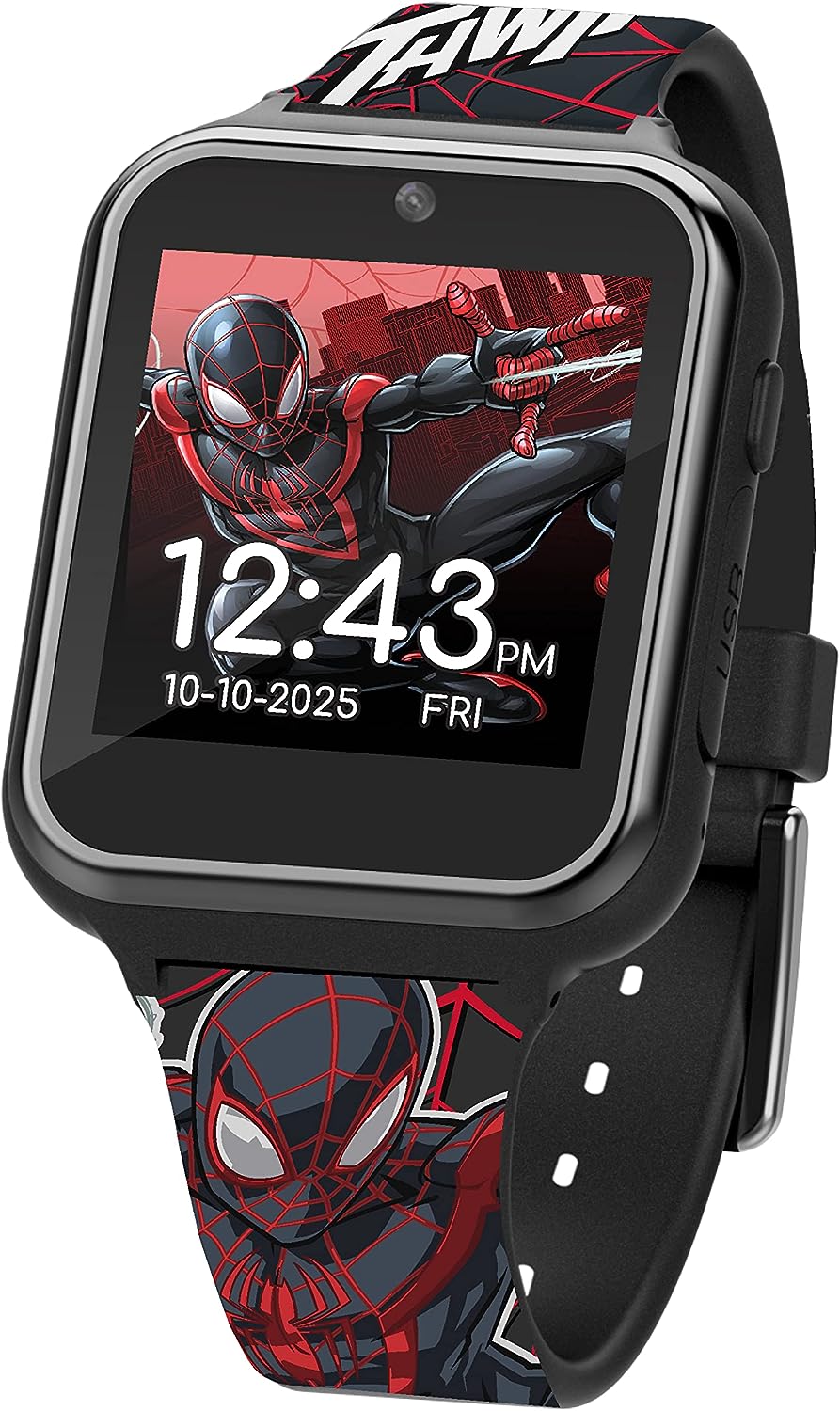 Accutime SPD4664AZ Marvel Spider-Man Miles Morales Digital Smartwatch for Kids, 40 mm Diameter, Black