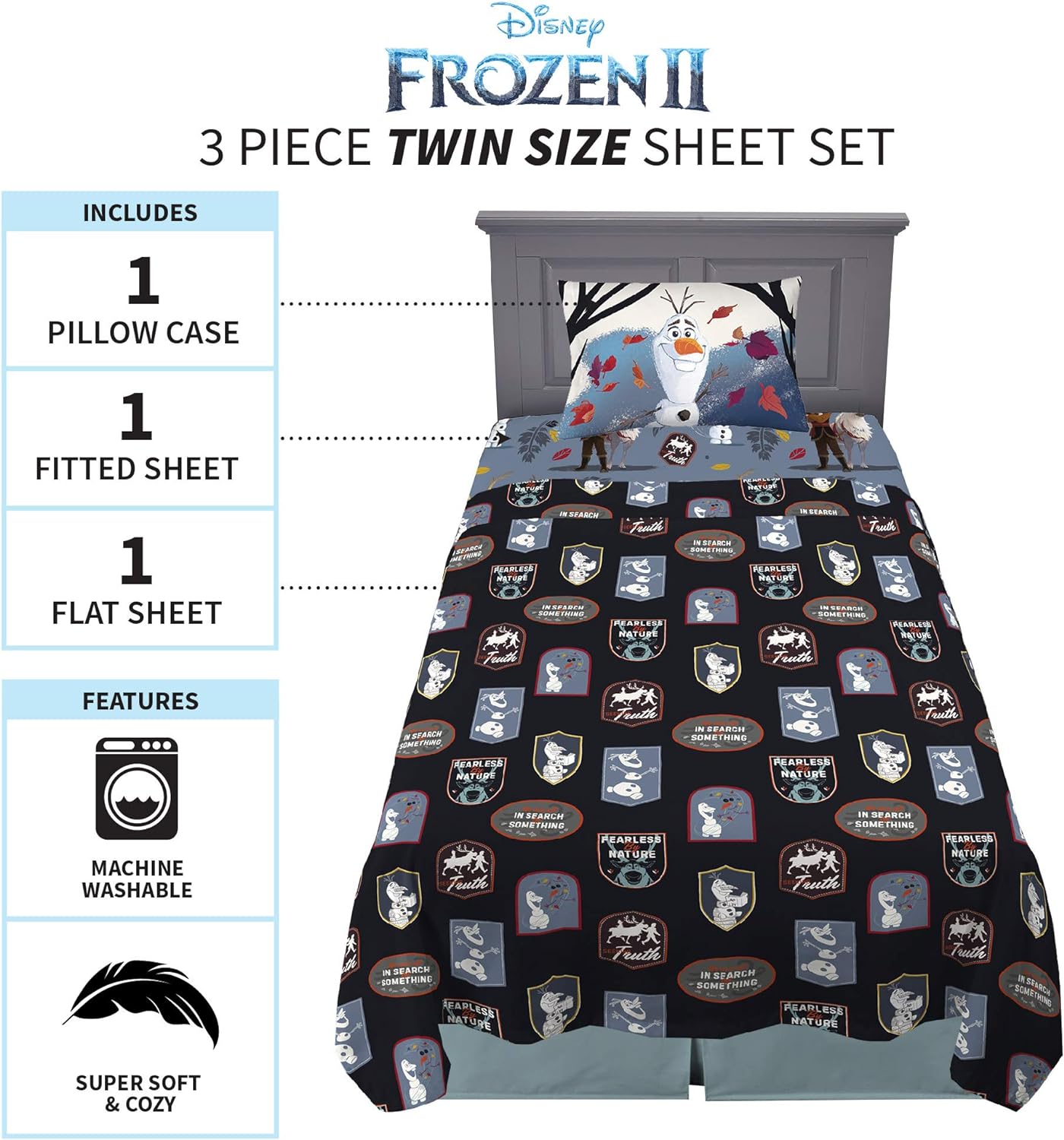 Franco Kids Bedding Super Soft Sheet Set, Twin, Disney Frozen 2