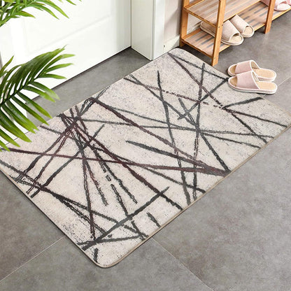 Leesentec Area Rugs Soft Modern Rug Carpet Geometric Stripe Rug Non Slip Cashmere Rug for Bedroom Living Room Floor Mat (Beige, 120 x 160 cm)