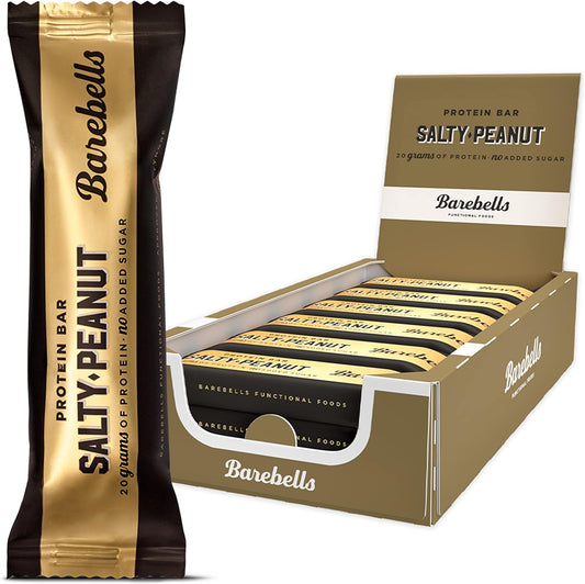 Barebells Salty Peanut Protein Bar, High Protein and Low Carb Bar, 12 x 55g (1,94 oz) Low Sugar Snack Protein Bar with 20g protein