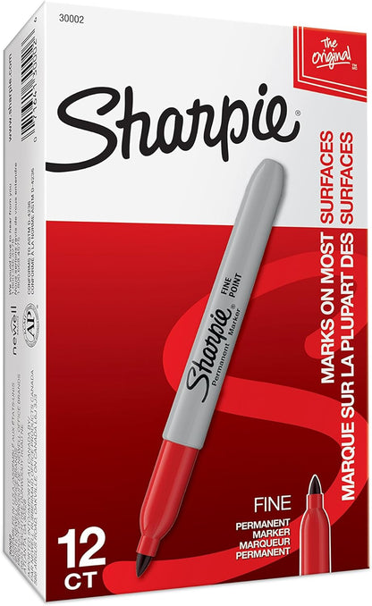 Sharpie Permanent Marker, Fine Point, Black, Pack of 3