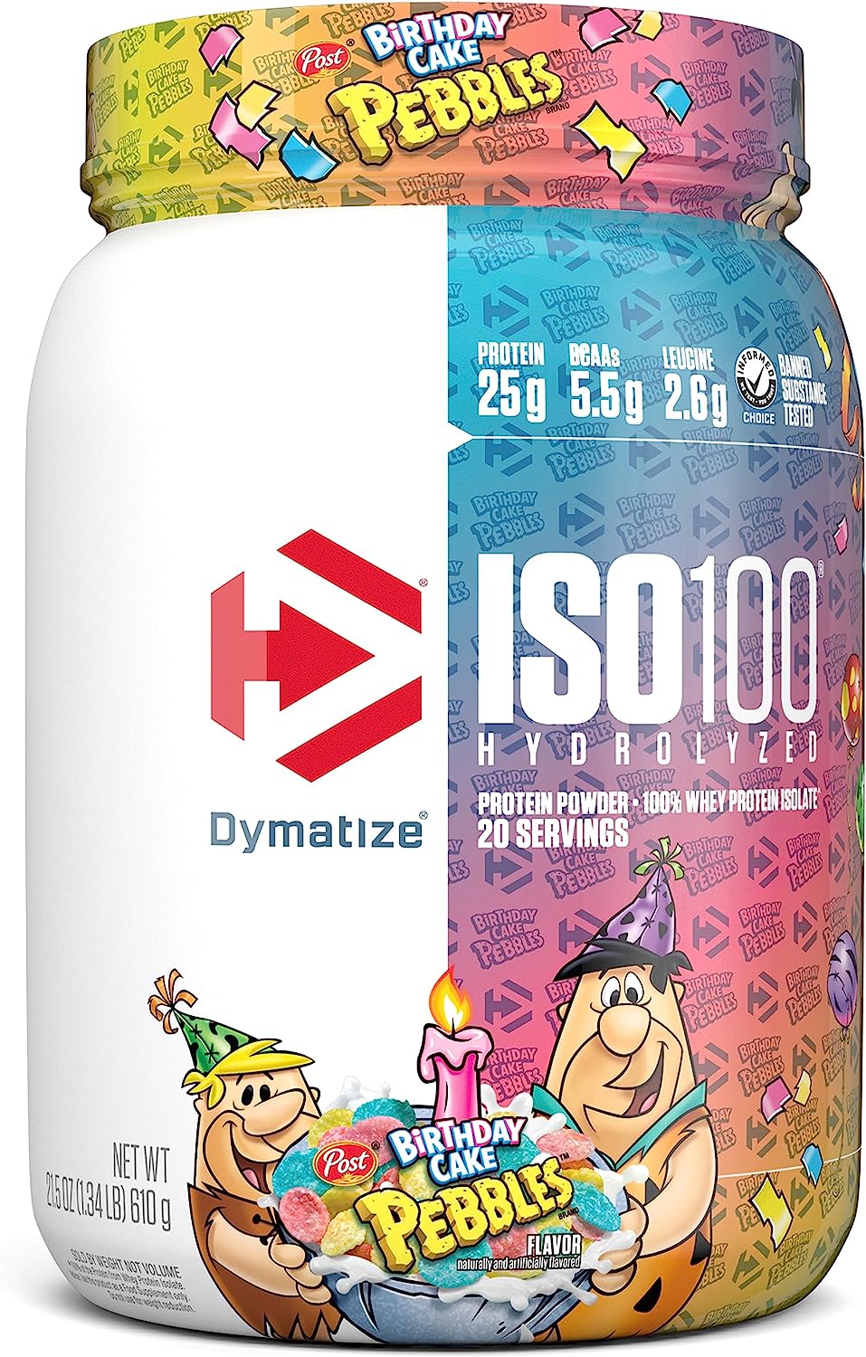 Dymatize ISO100 Hydrolyzed 100% Whey Isolate Protein Powder in Dunkin' Cappuccino Flavor, 25g Protein, 95mg Caffeine, 5.5g BCAAs, Gluten Free, Fast Absorbing, Easy Digesting, 21.5 Oz