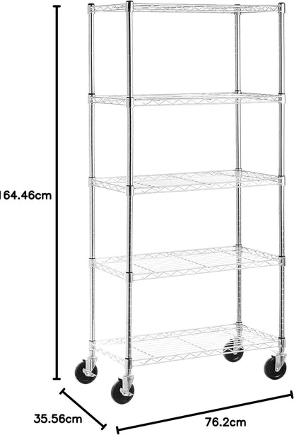 Amazon Basics 5-Shelf Adjustable, Heavy Duty Storage Shelving Unit (158.5 kgs loading capacity per shelf), Steel Organizer Wire Rack, Black (91.4 x 35.5 x 182.8 cm)