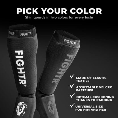 FIGHTR® Shin Guards - Ideal Fit and Padding | shin Protection for Kicks in Kickboxing, MMA, Muay Thai and Other Combat Sports