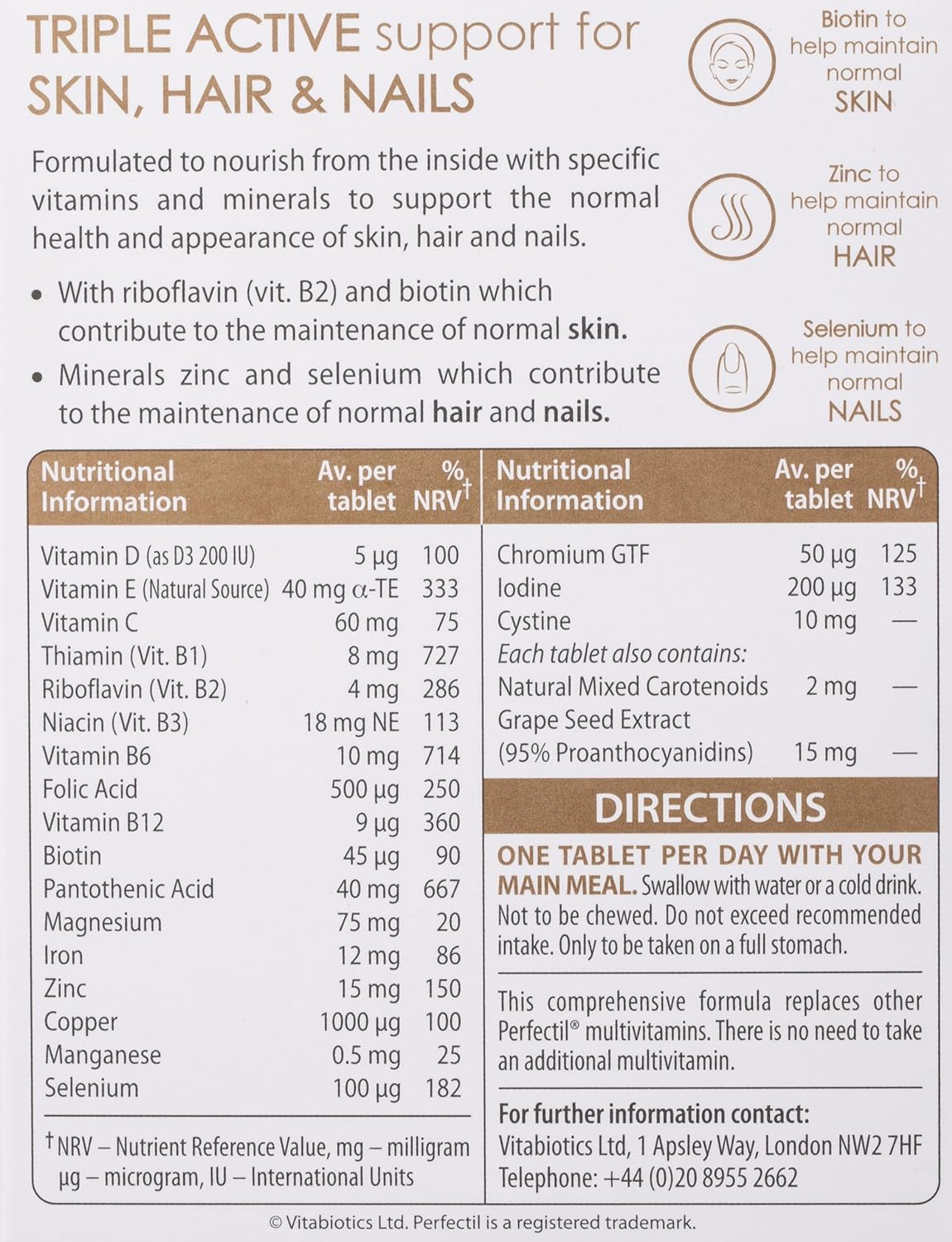 Vitabiotics Perfectil Plus Hair, 60 Tablets