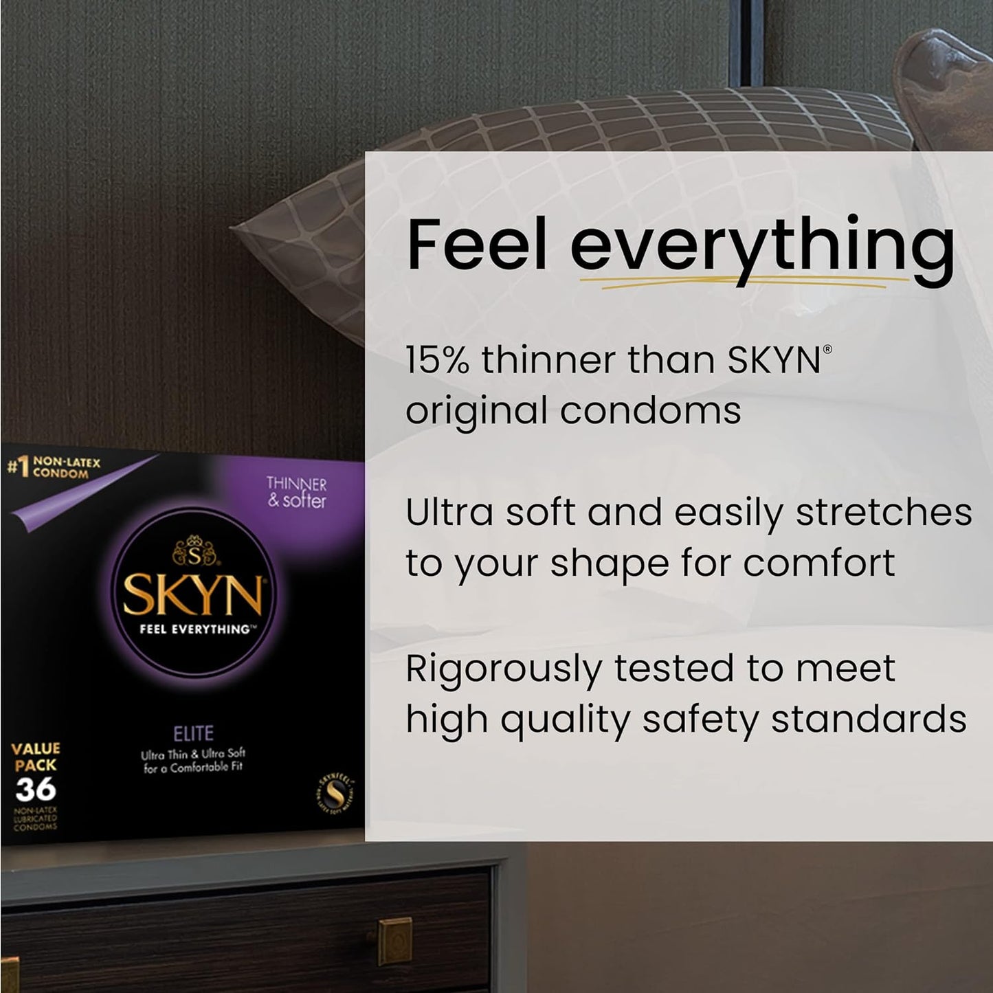 SKYN Elite – 36 Count – Ultra-Thin, Lubricated Latex-Free Condoms